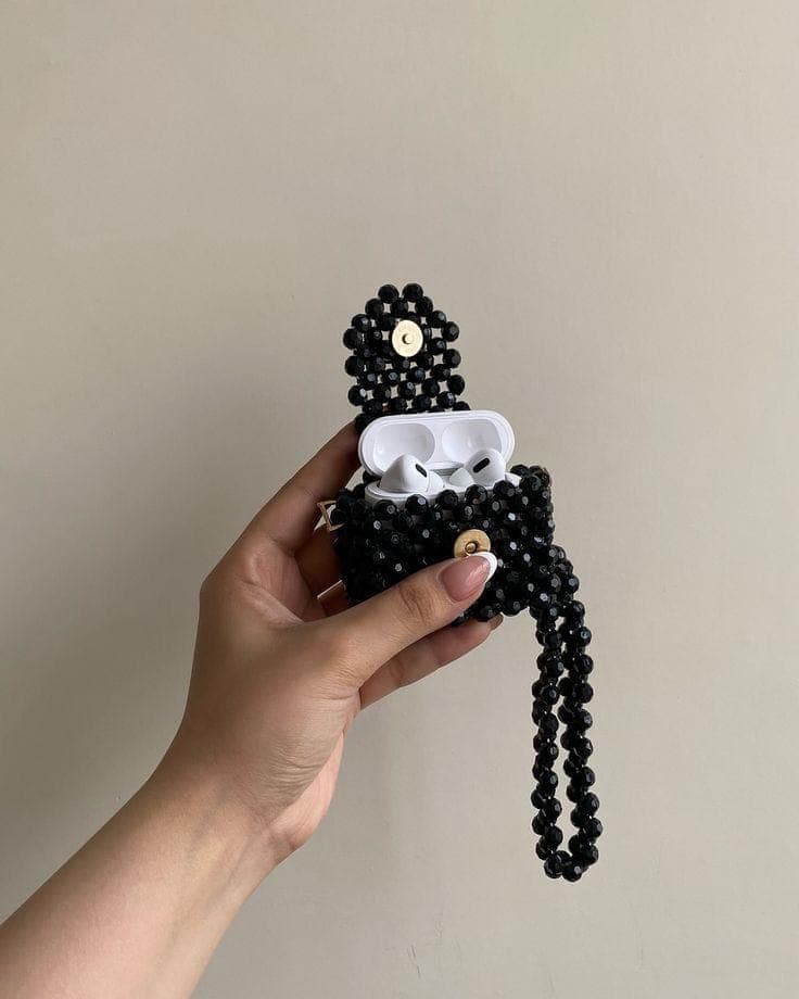 Estuche Azabache, tejido con pepas de azabache